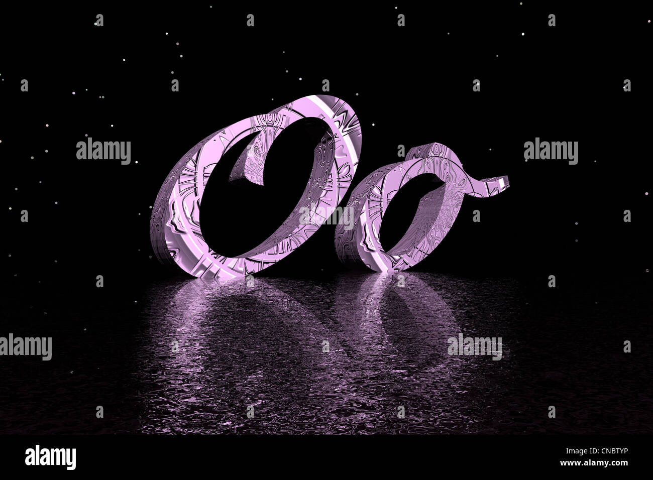 weiße Buchstaben o und puple Stockfoto