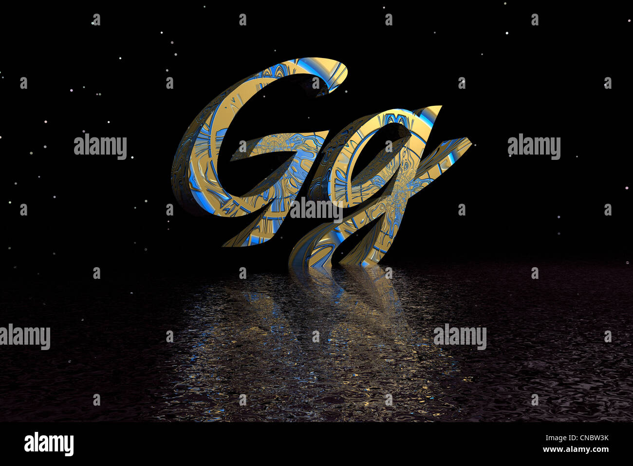 Buchstabe g blau und gelb Stockfoto