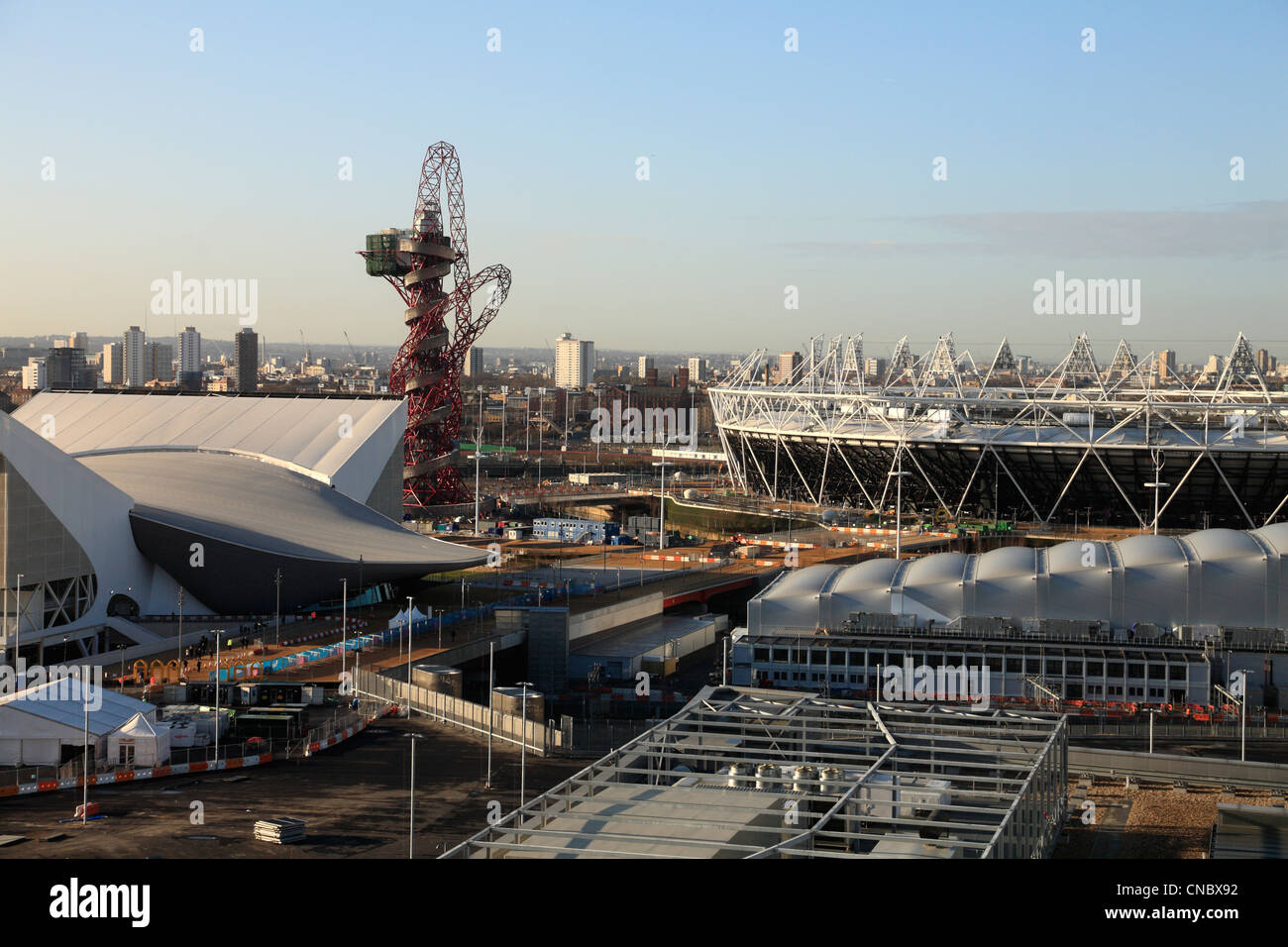 Aquatik-Olympischen Leichtathletik-Stadion spielen Parken Stratford London 2012 Stockfoto