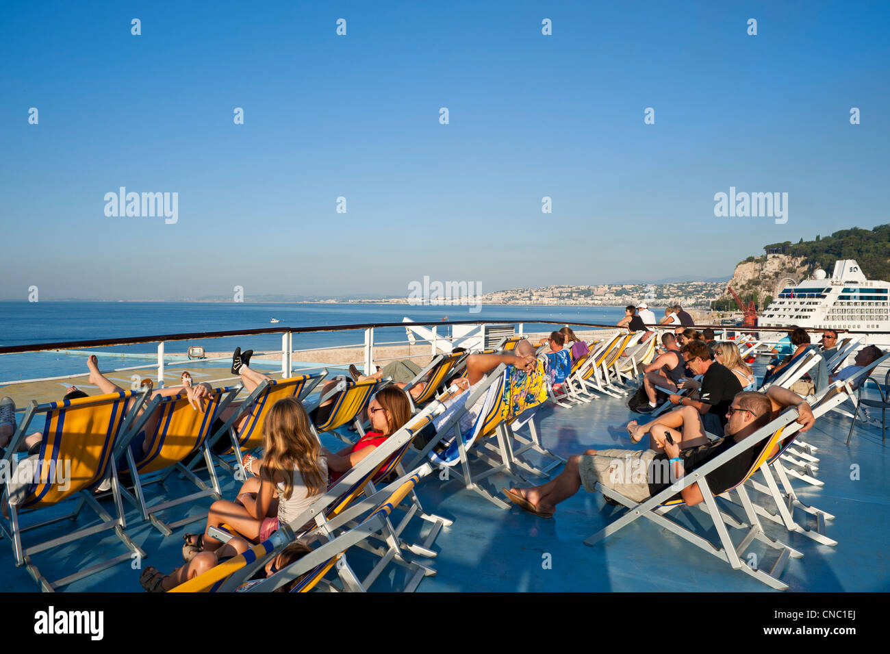 Frankreich, Alpes Maritimes, Nizza, auf der Fähre von Corsica Ferries von Nizza nach Korsika Stockfoto