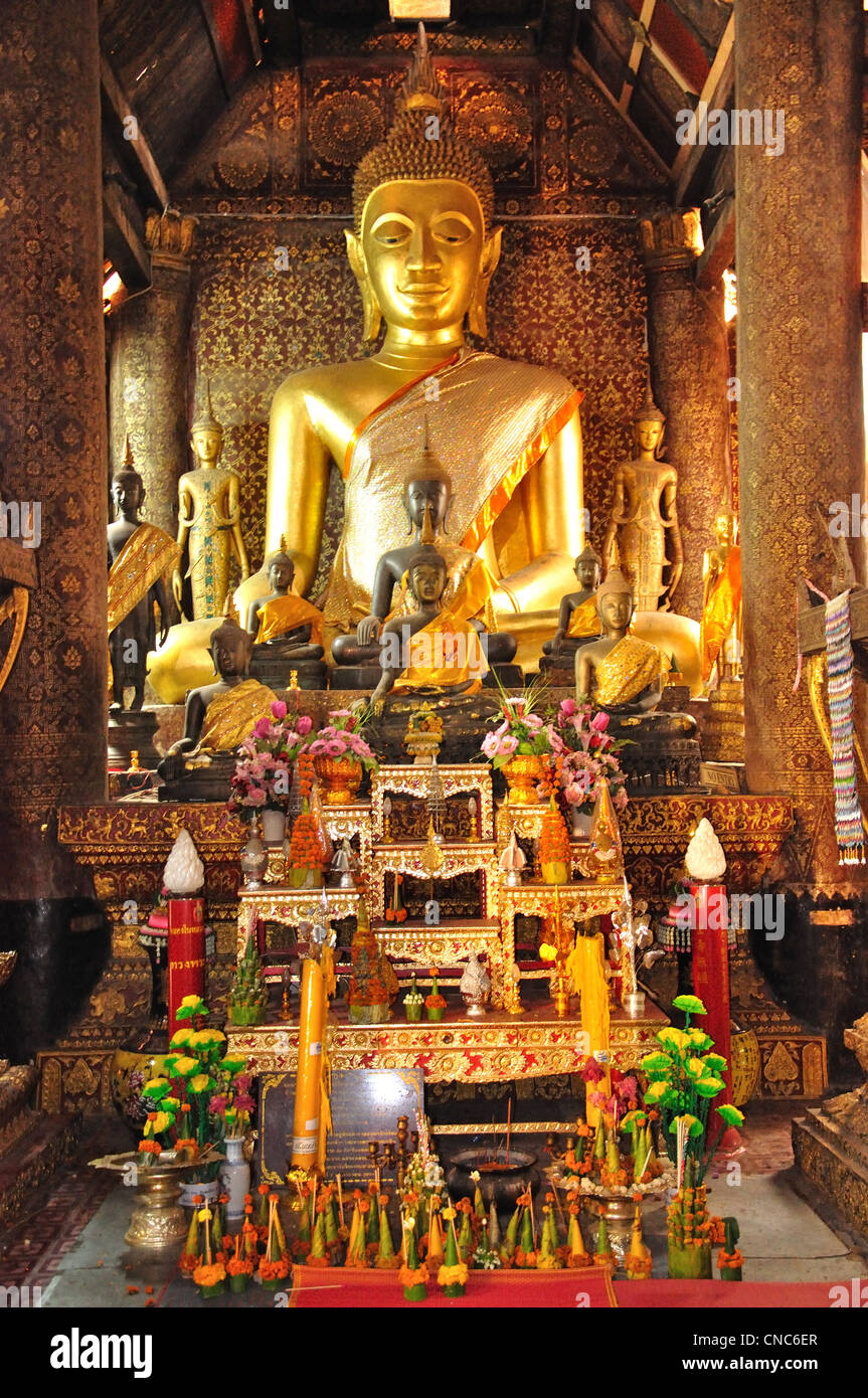 Goldenen Buddha, Wat Xieng Thong (Tempel der goldenen Stadt), Khem Khong, Luang Prabang, Provinz Luang Prabang, Laos Stockfoto