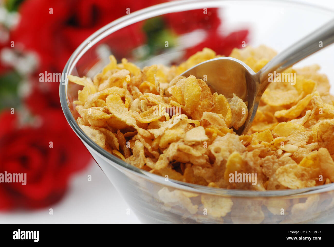 Essen Faser Müsli mit rosa Hintergrund Stockfoto