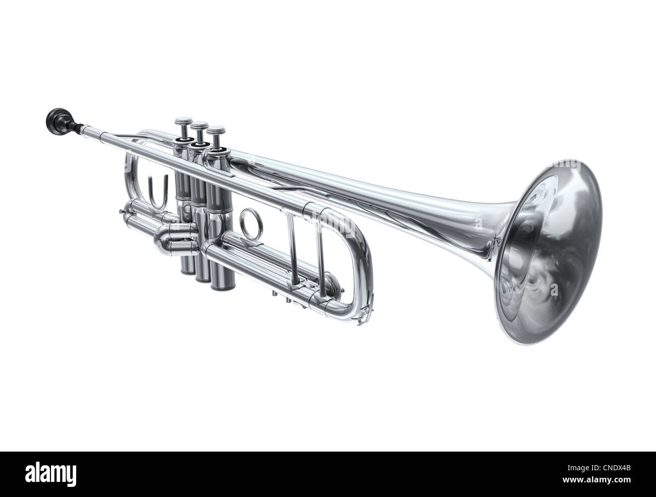 Silberne Trompete, perspektivische Ansicht. Stockfoto