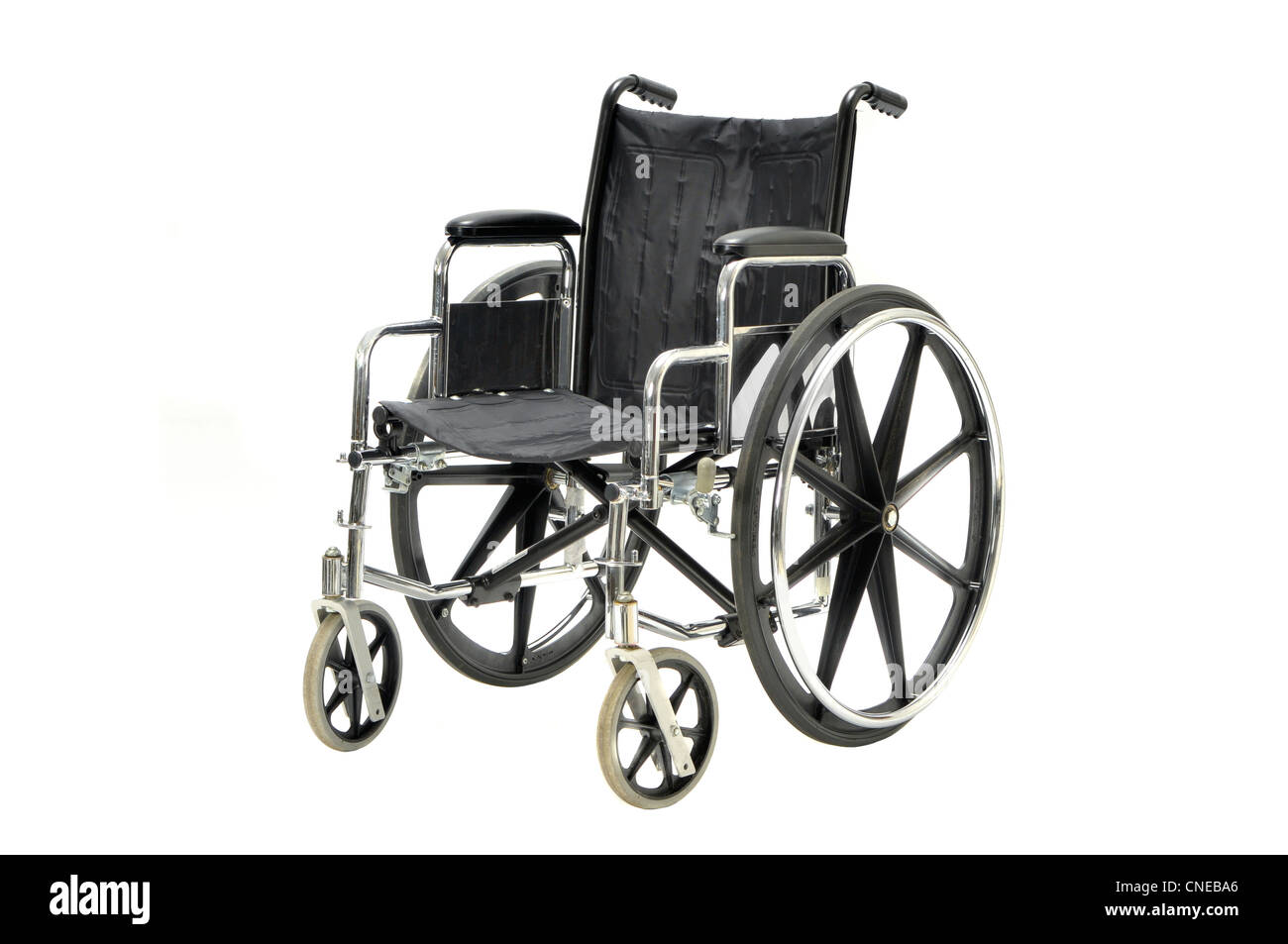 Rollstuhl auf weiß Stockfoto