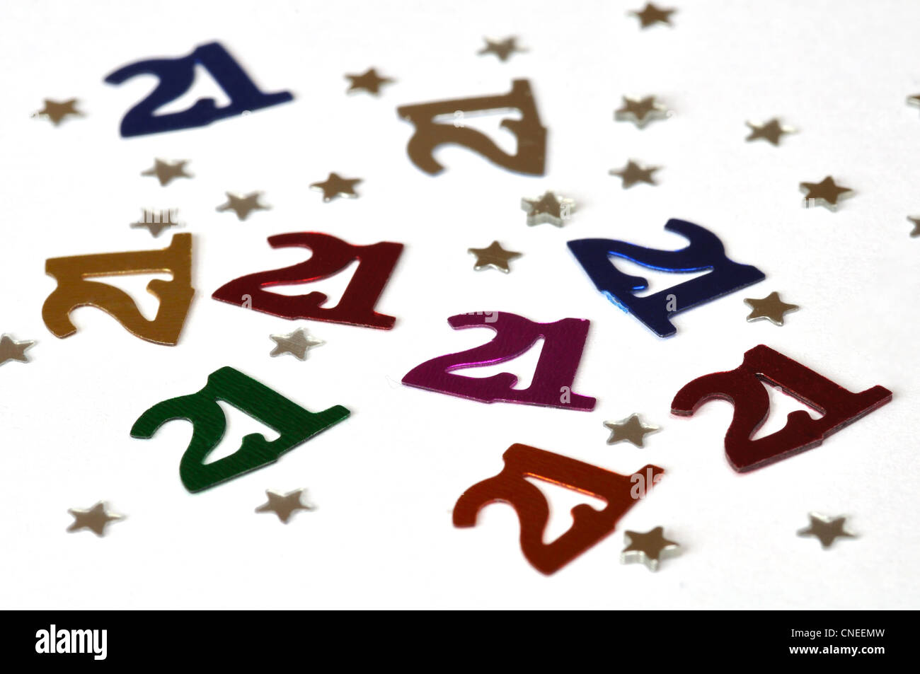 Geburtstag Dekoration mit Glitzer für 21 Jahre Geburtstag Stockfoto