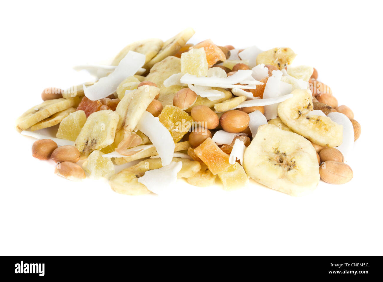 Bild von einem Haufen von Nüssen und getrockneten Früchten zusammen Stockfoto
