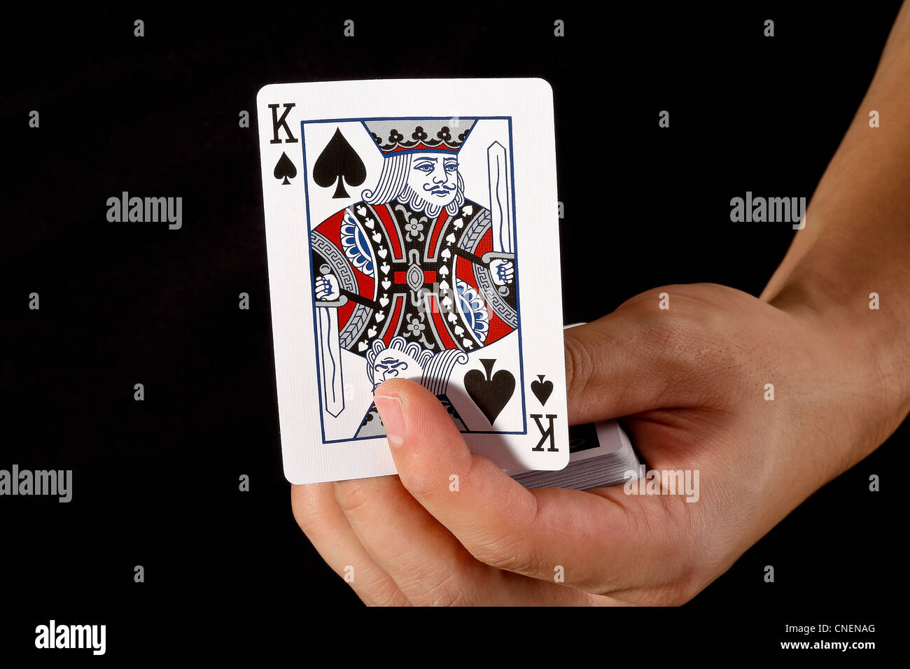 King of Spades statt in Fingern Stockfoto