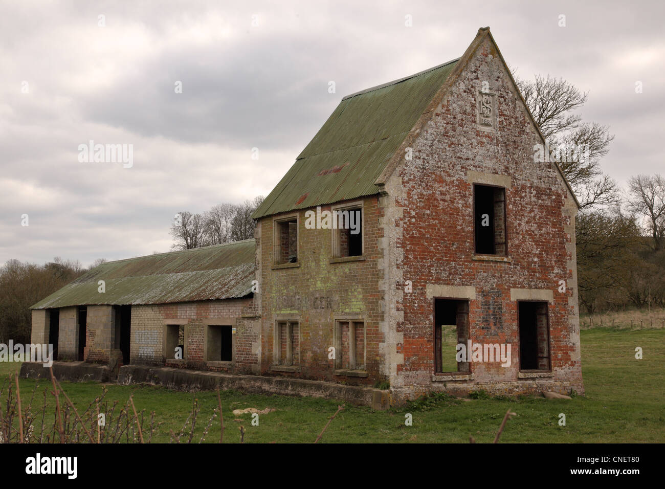 Seagram's Farm im verlassenen Dorf Imber. Jetzt ein militärisches Trainingsgebiet auf der Salisbury Plain, Wiltshire, England, Großbritannien Stockfoto