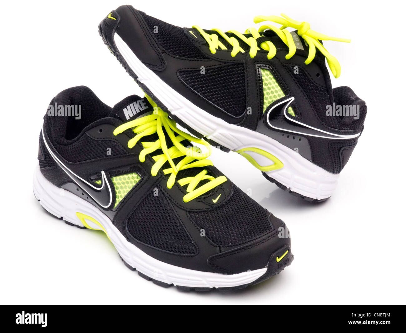 Schwarze Nike Laufschuhe Stockfoto