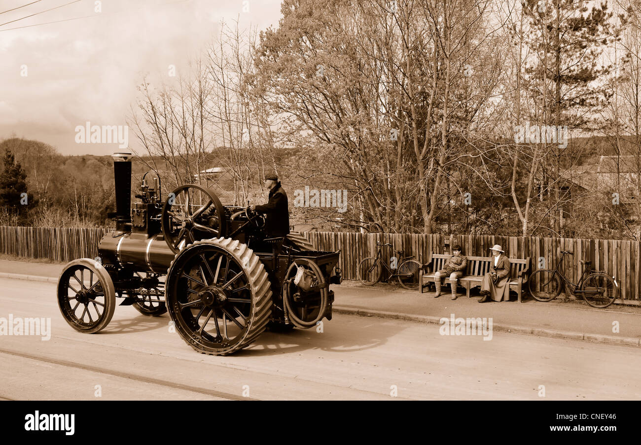 Dampf-Zugmaschine viktorianischen England Sepia getönt Bild Stockfoto