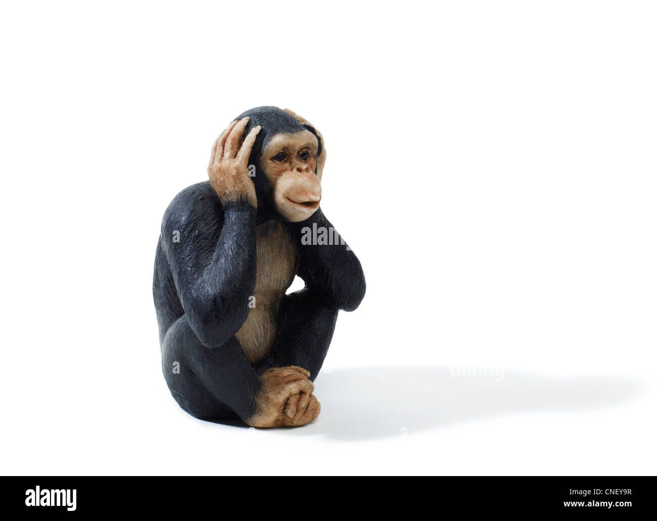 Studio Aufnahme eines Spielzeugs Affe, Heasr nichts Böses Stockfoto