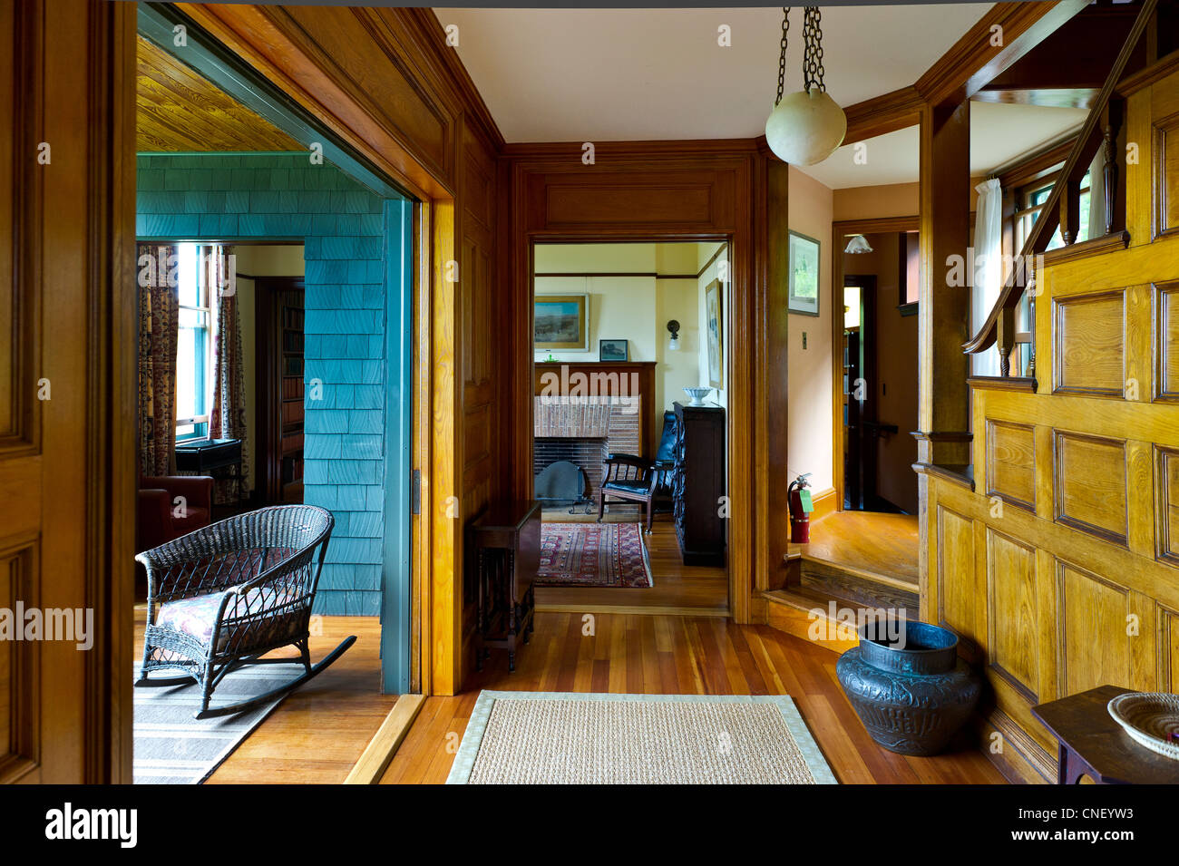 Innenraum des Naulakha, Rudyard Kipling Haus, Brattleboro, Vermont Stockfoto