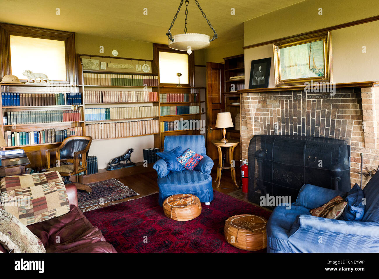 Wohnzimmer der Naulakha, Rudyard Kipling Haus, Brattleboro, Vermont Stockfoto