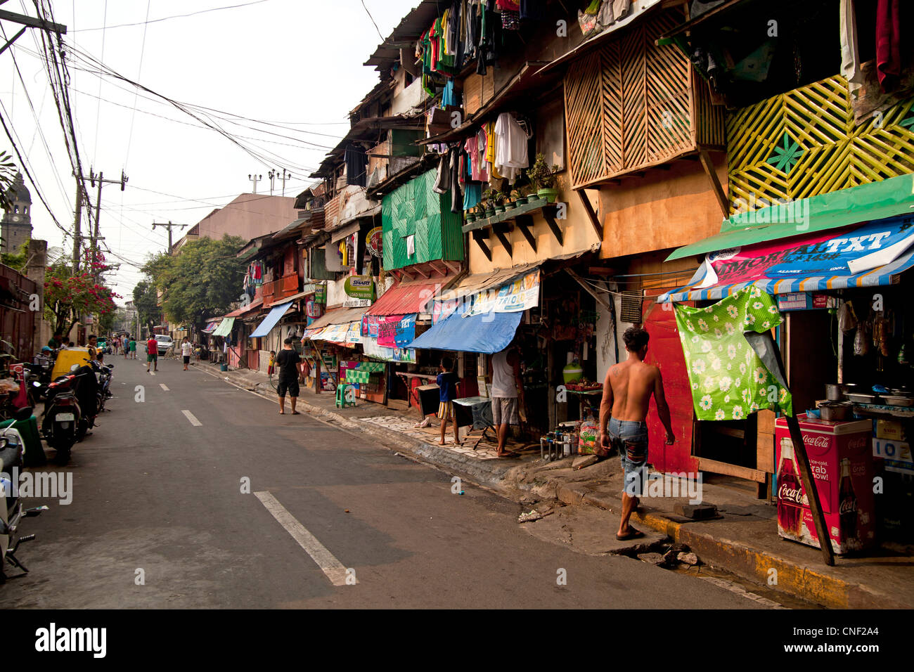 Straße und Geschäfte in Intramuros Viertel, Manila, Philippinen, Asien Stockfoto