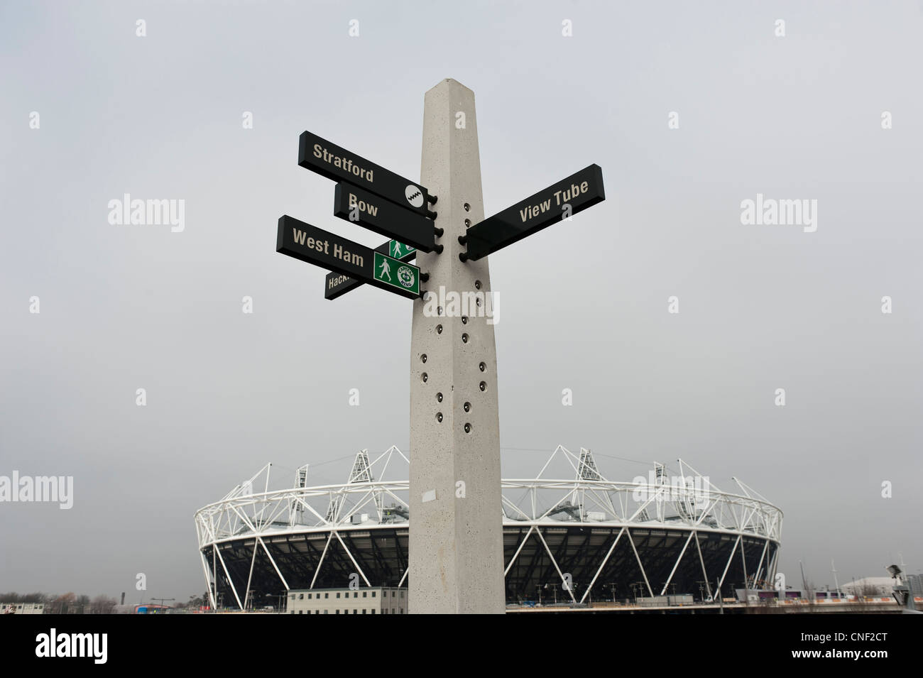 Ein Zeichen Posten außerhalb der Londoner Olympiastadion Stockfoto