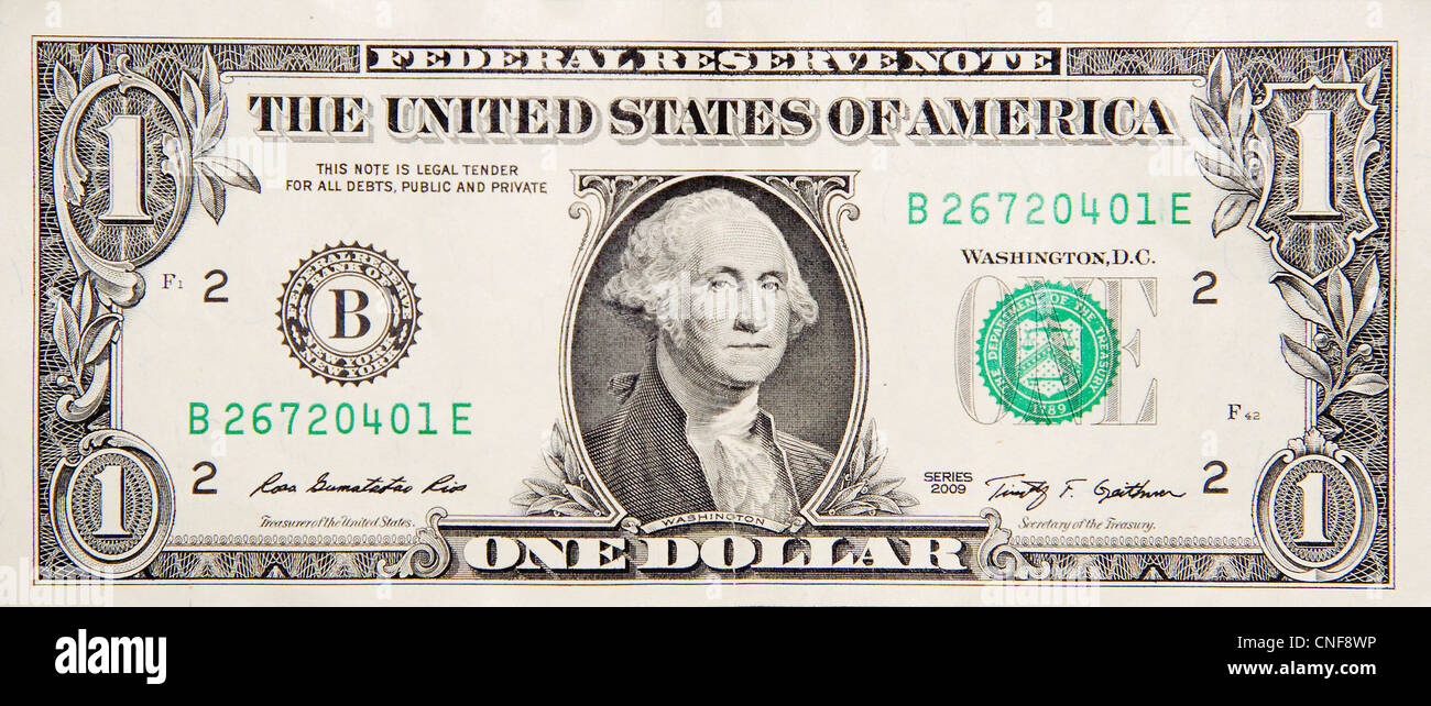 USA amerikanische Banknote 1 US-dollar Stockfoto