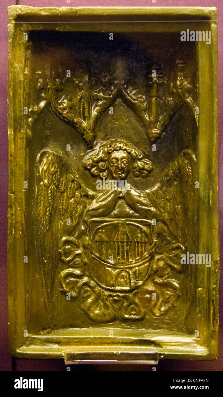 Glasierte Fliesen mit dem Wappen von Buda Stockfoto