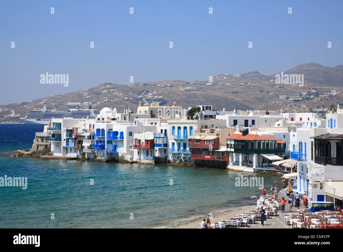 Kleines Venedig Mykonos Stadt Chora griechischen Ionischen Insel Cyclades Griechenland Europa Stockfoto