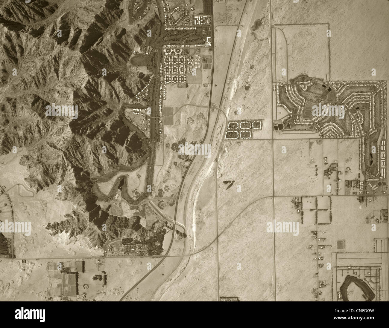 historische Luftaufnahme La Quinta Kalifornien 1972 Stockfoto