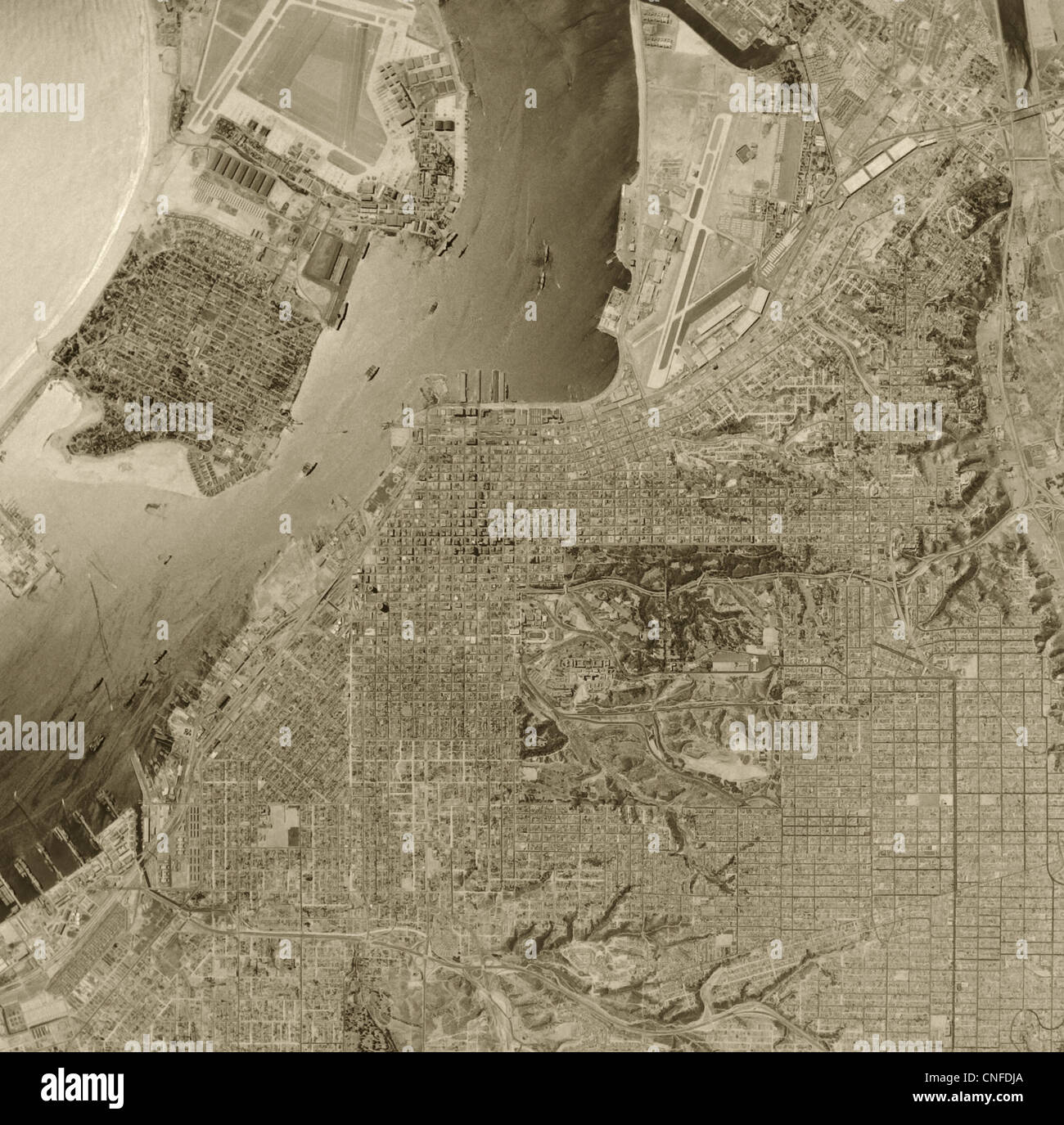 historische Luftaufnahme San Diego Kalifornien 1956 Stockfoto