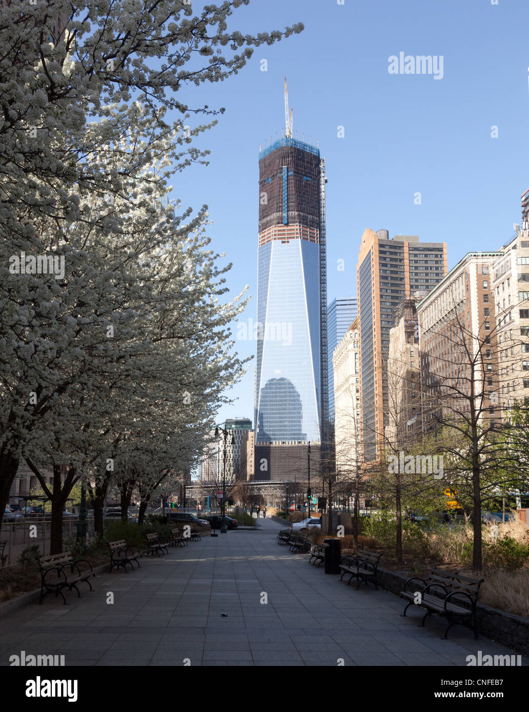NEW YORK, USA - März 26: Freedom Tower oder 1WTC im Bau am 26. März 2012. Der Turm wird 1776 Fuß hoch nach Abschluss sein. Stockfoto