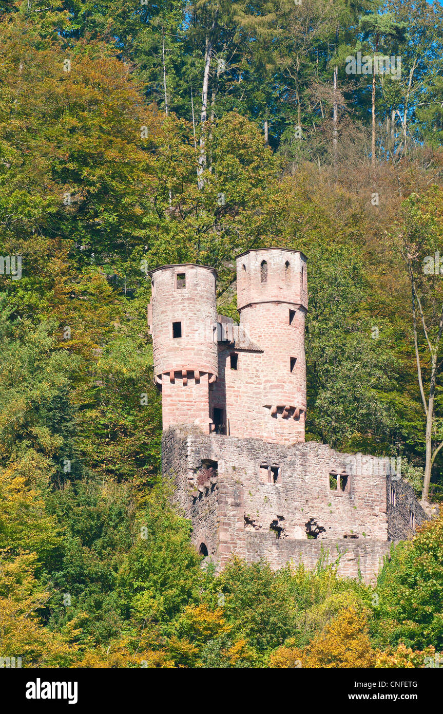 Schadeck oder Schwalbennest (Schwalbennest) Schloss Neckarsteinach, Deutschland. Stockfoto