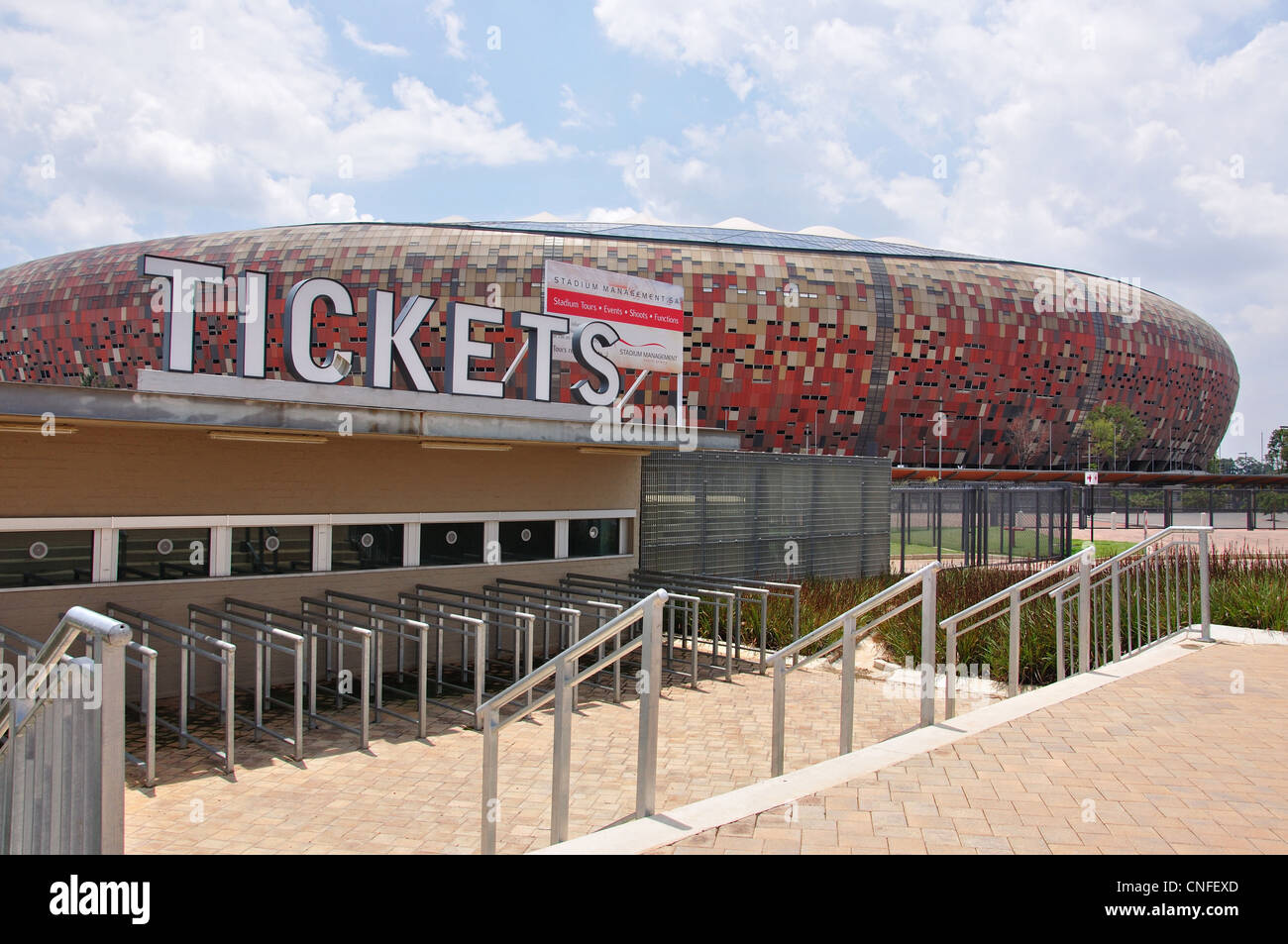 Kasse, Soccer City Stadium, Nasrec, Johannesburg, Provinz Gauteng, Südafrika Stockfoto