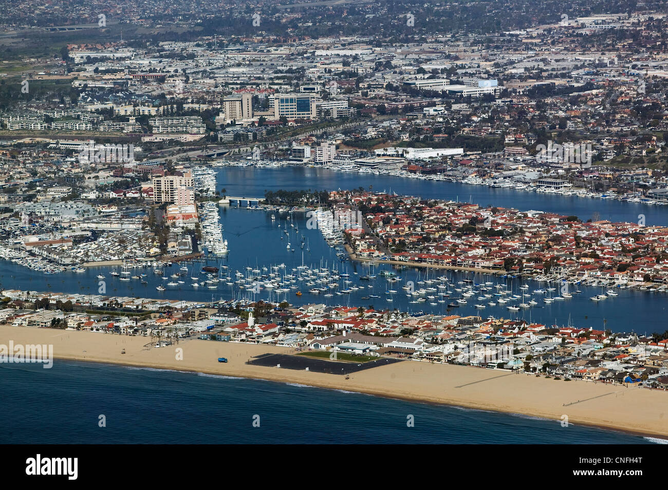 Luftaufnahme Newport Beach Orange County in Kalifornien Stockfoto