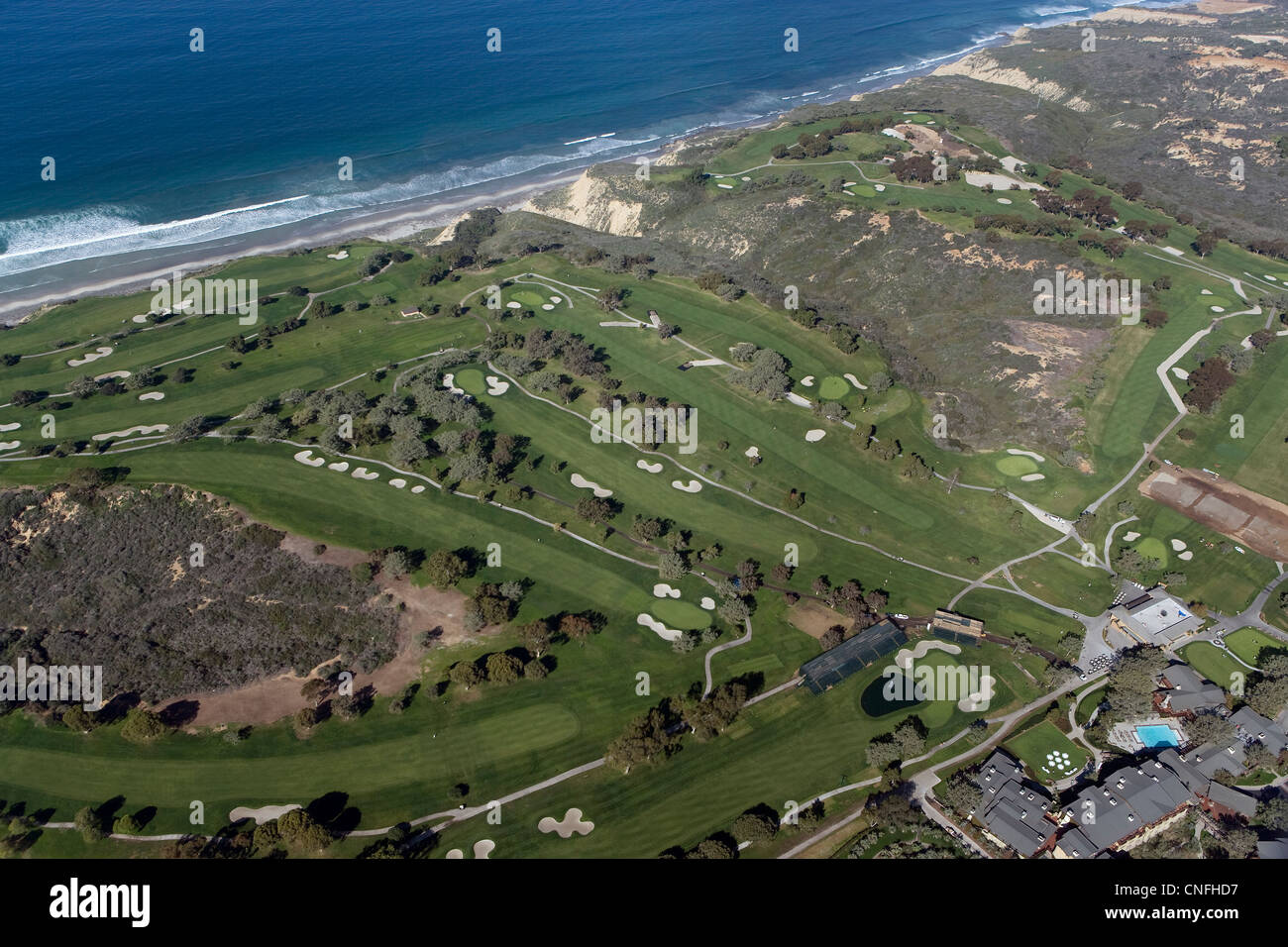 Luftaufnahme Torrey Pines Golf Course, La Jolla, Kalifornien Stockfoto