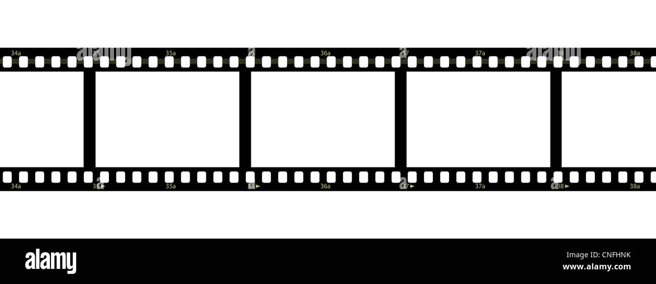 Ein Filmstreifen mit leeren Rahmen auf einem weißen Hintergrund Stockfoto Ein Filmstreifen mit leeren Rahmen auf einem weißen Hintergrund Stockfoto