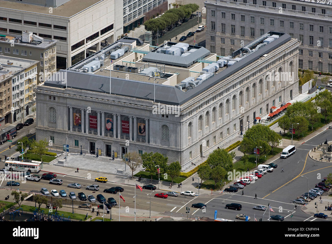 Luftaufnahme Asian Art Museum Civic Center San Francisco, Kalifornien Stockfoto