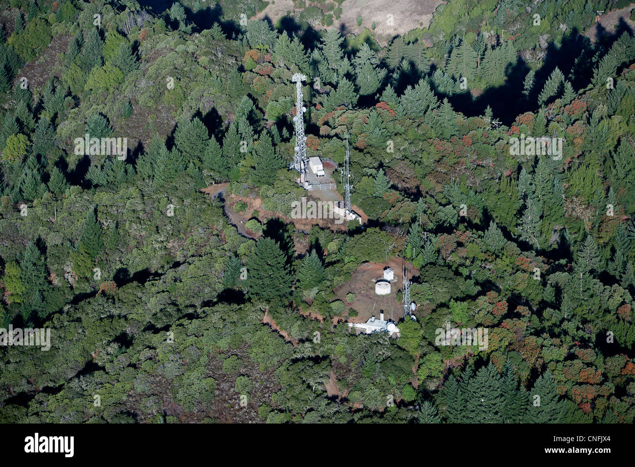 Luftaufnahme zellulares Telefon Türme Sonoma County, Kalifornien Stockfoto