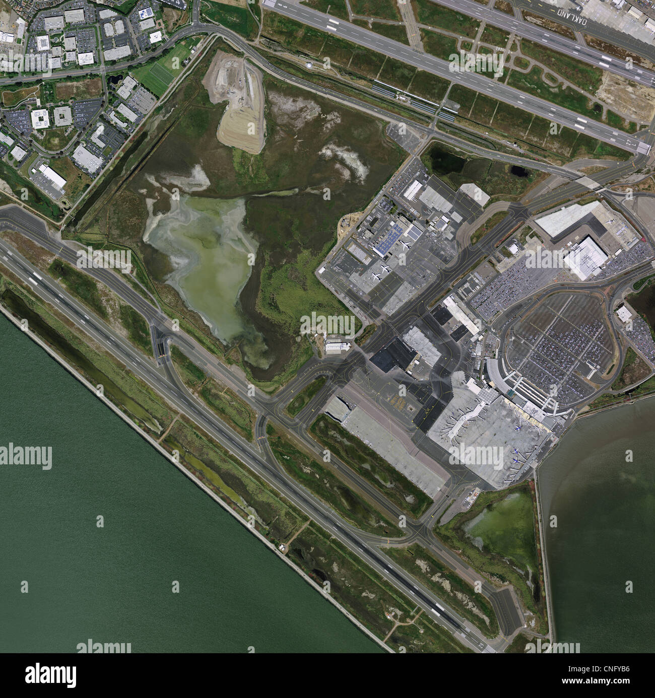 Luftaufnahme Oakland International airport Stockfoto