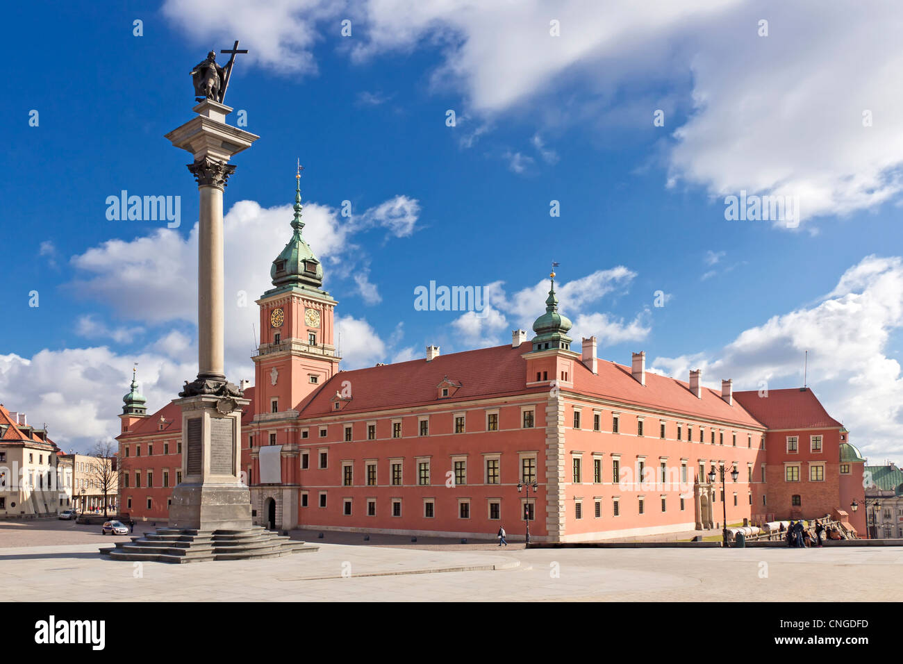 Sehenswürdigkeiten von Polen. Warschau-Schlossplatz mit König Sigismund Spalte. Stockfoto