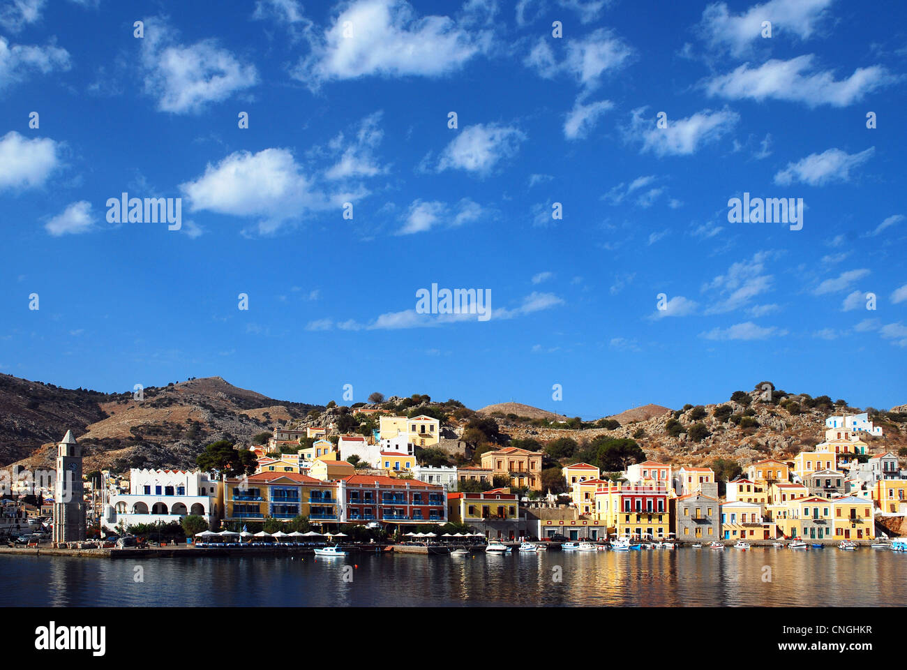 Europa Griechenland Dodekanes Symi Insel Symi Stadt Stockfoto