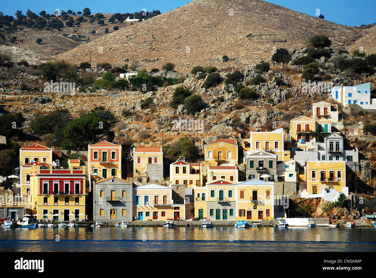 Europa Griechenland Dodekanes Symi Insel Symi Stadt Stockfoto
