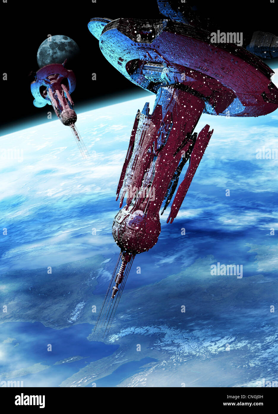Außerirdisches Raumschiff Kunstwerk Stockfoto
