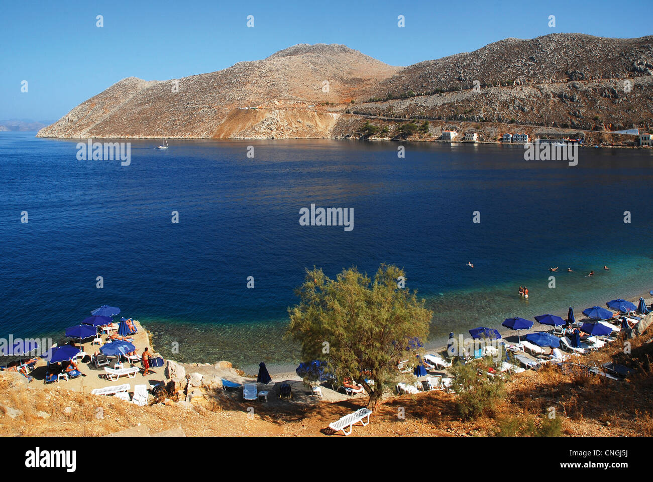 Europa Griechenland Dodekanes Symi Insel Küste und Strand Stockfoto