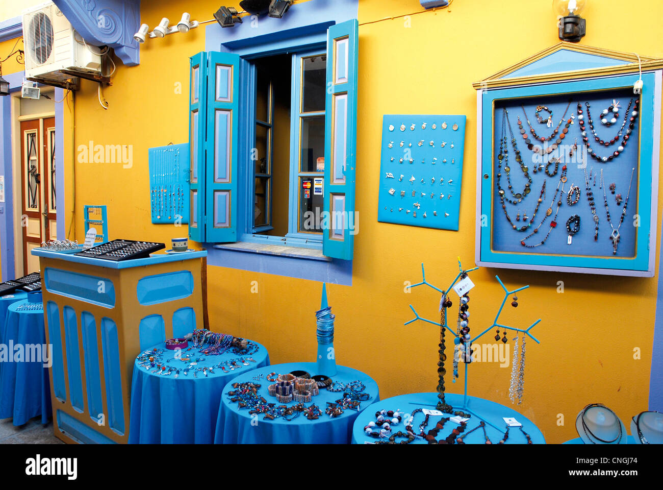 Europa Griechenland Dodekanes Symi Insel Symi Stadt Shop Stockfoto