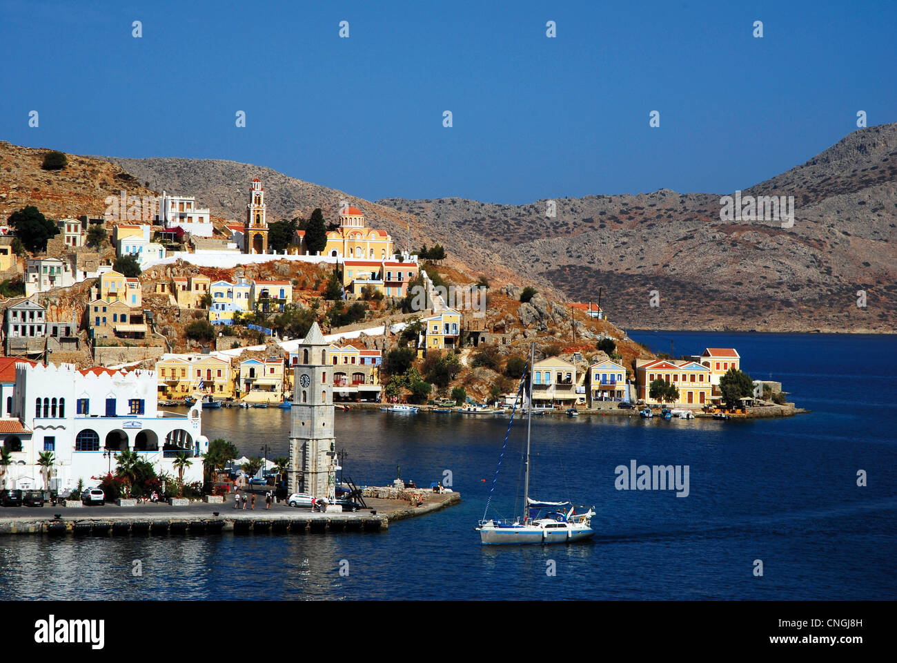 Europa Griechenland Dodekanes Symi Insel Symi Stadt Stockfoto