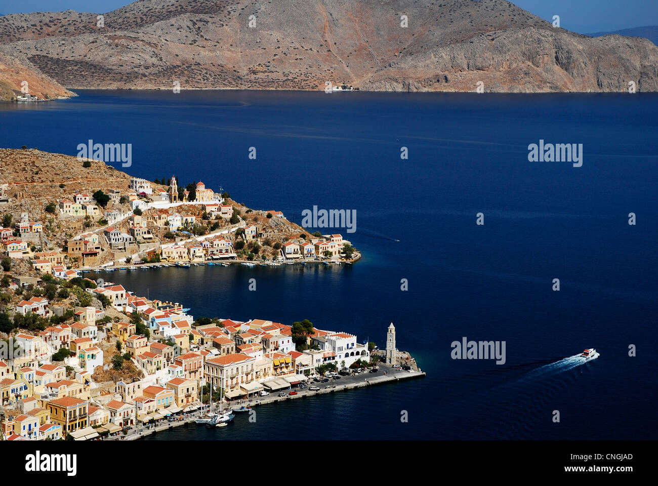 Europa Griechenland Dodekanes Symi Insel Symi Stadt Stockfoto