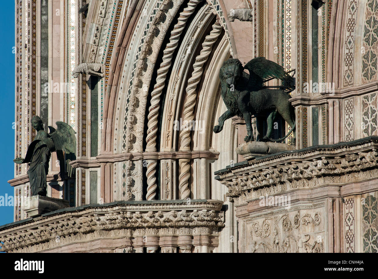 Kathedrale von Orvieto. Detail der Fassade. Orvieto. Provinz Terni. Umbrien. Italien Stockfoto