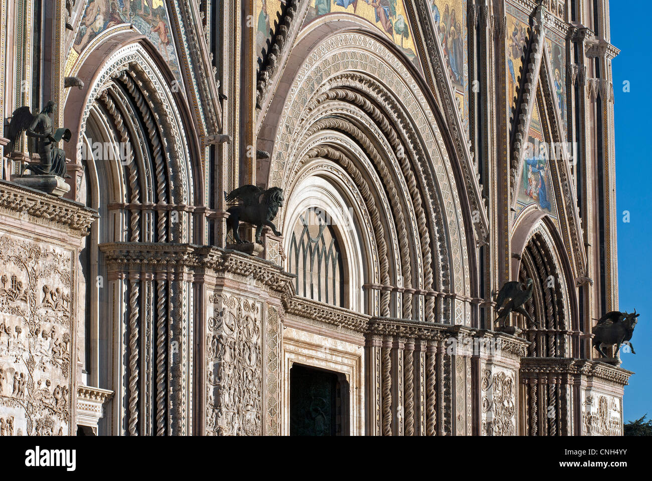 Kathedrale von Orvieto. Detail der Fassade. Orvieto. Provinz Terni. Umbrien. Italien Stockfoto