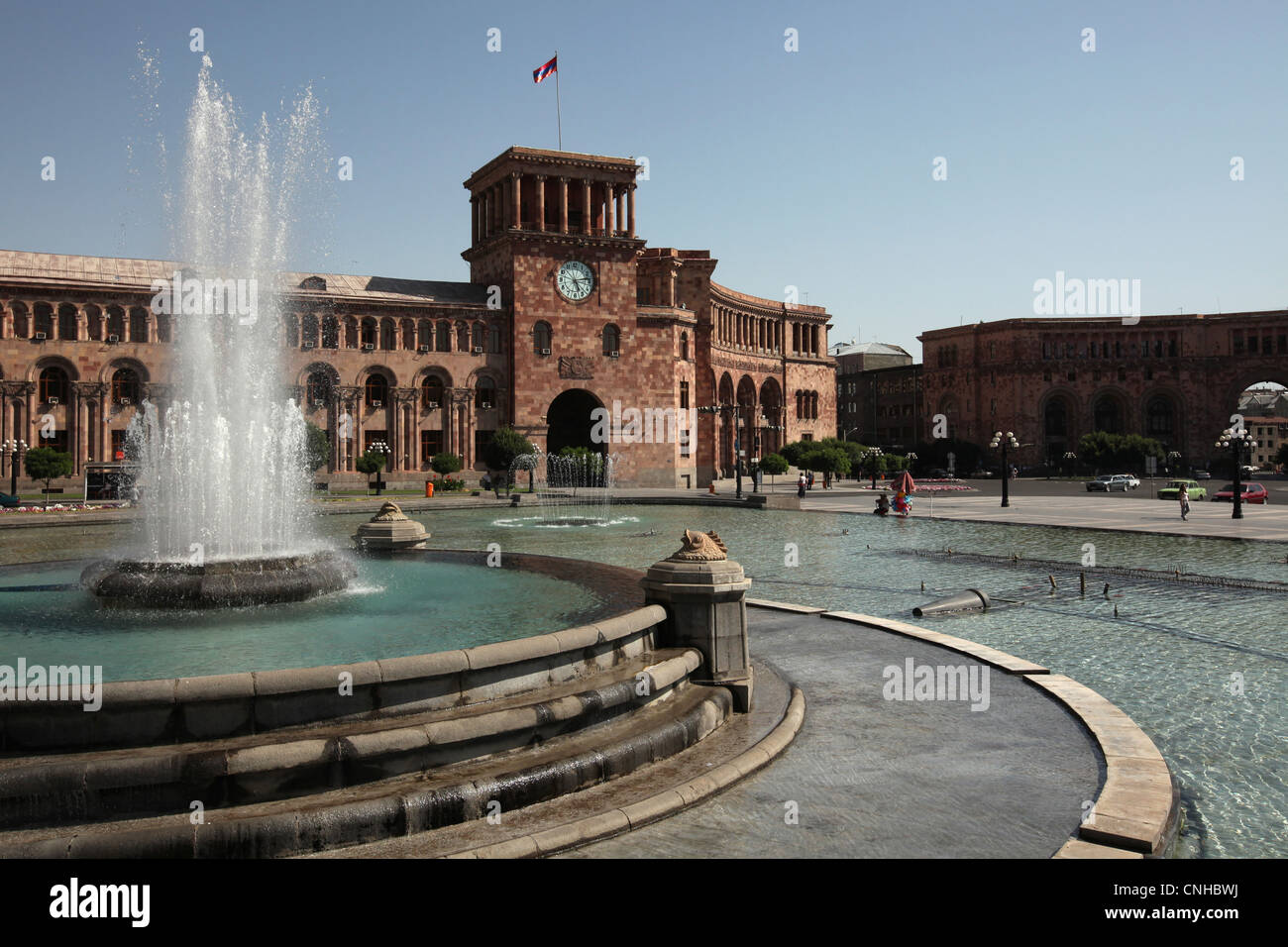Regierungsgebäude in Armenien am Platz der Republik in Yerevan, Armenien. Stockfoto