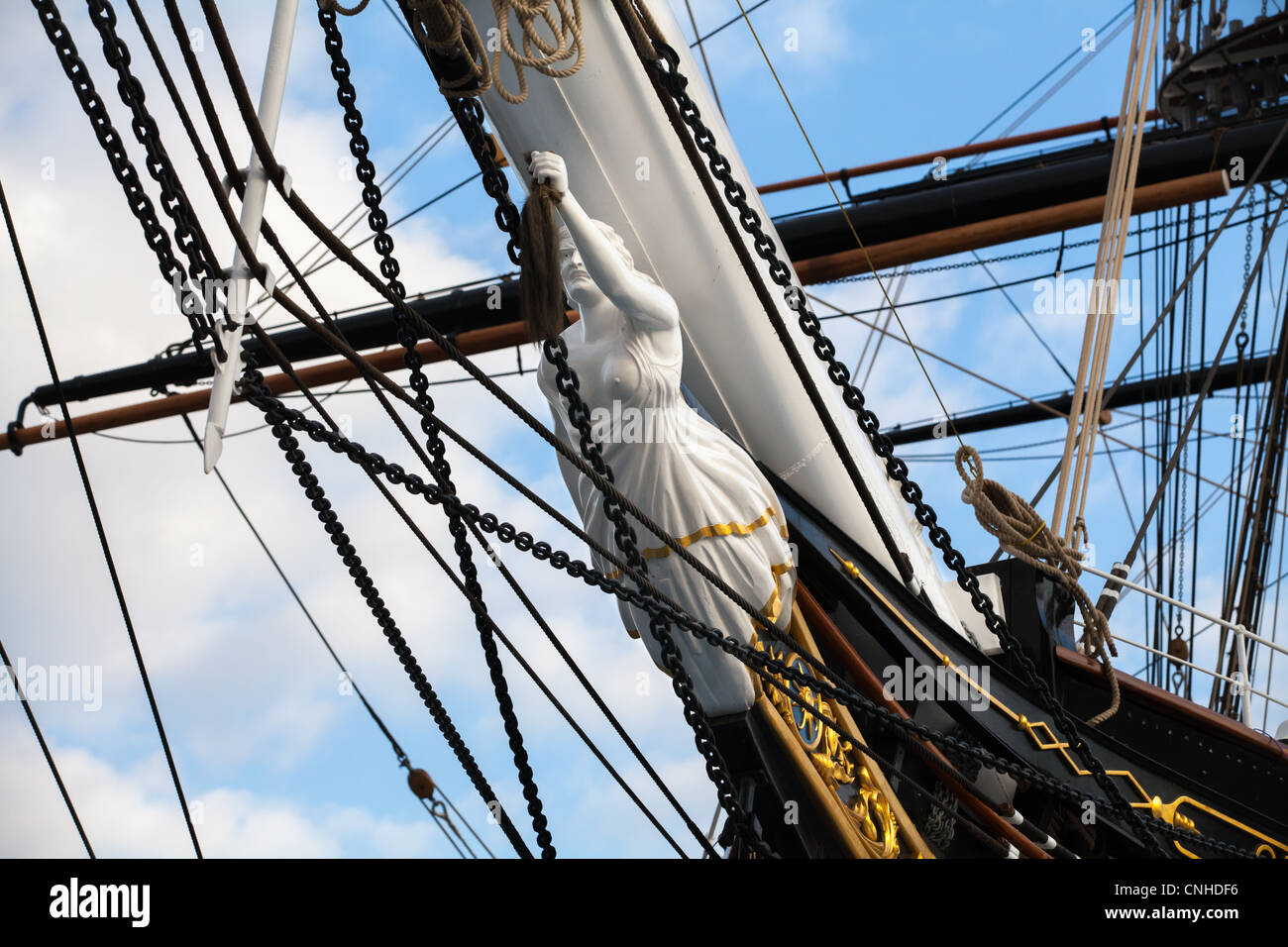 Letzte Vorbereitung auf die Cutty Sark vor ihrem Relaunch von der Königin Stockfoto