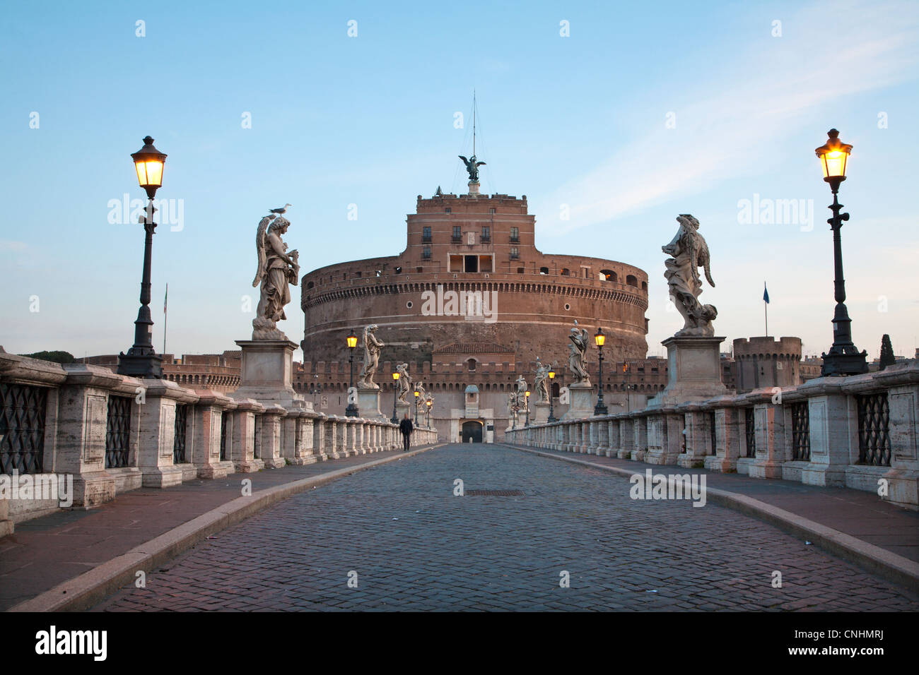 Rom - Engel Schloss und Brücke in Morgen Stockfoto