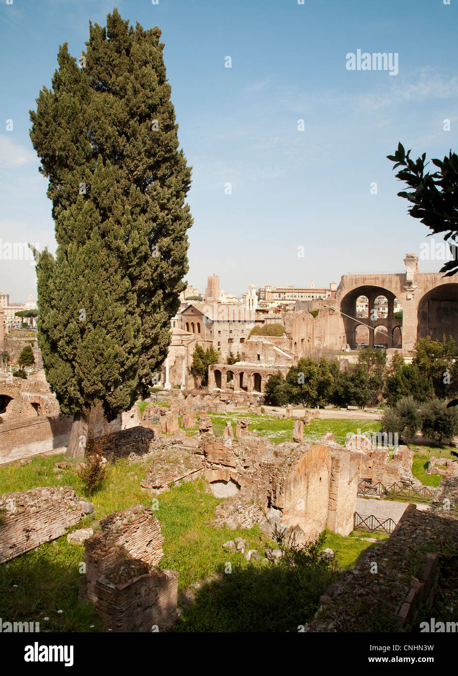 Rom - Ausblick zum Forum Romanum von Palatin Stockfoto