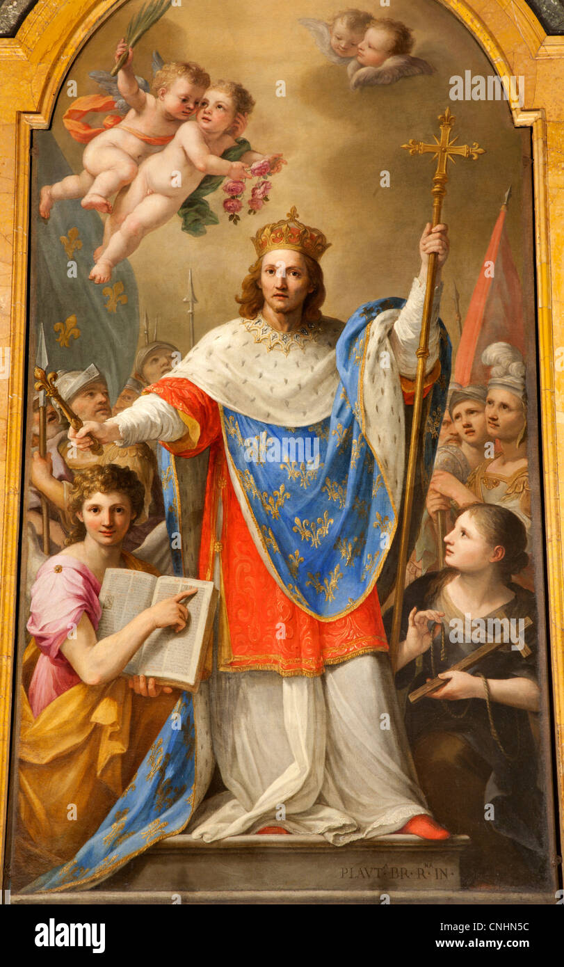 Rom - Farbe des heiligen Königs von Frankreich Ludwig IX. von San Liugi Kirche Stockfoto