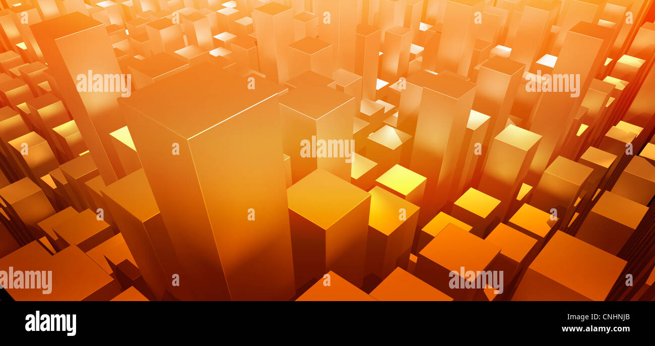 Orange dreidimensionale rechteckige Formen Stockfoto