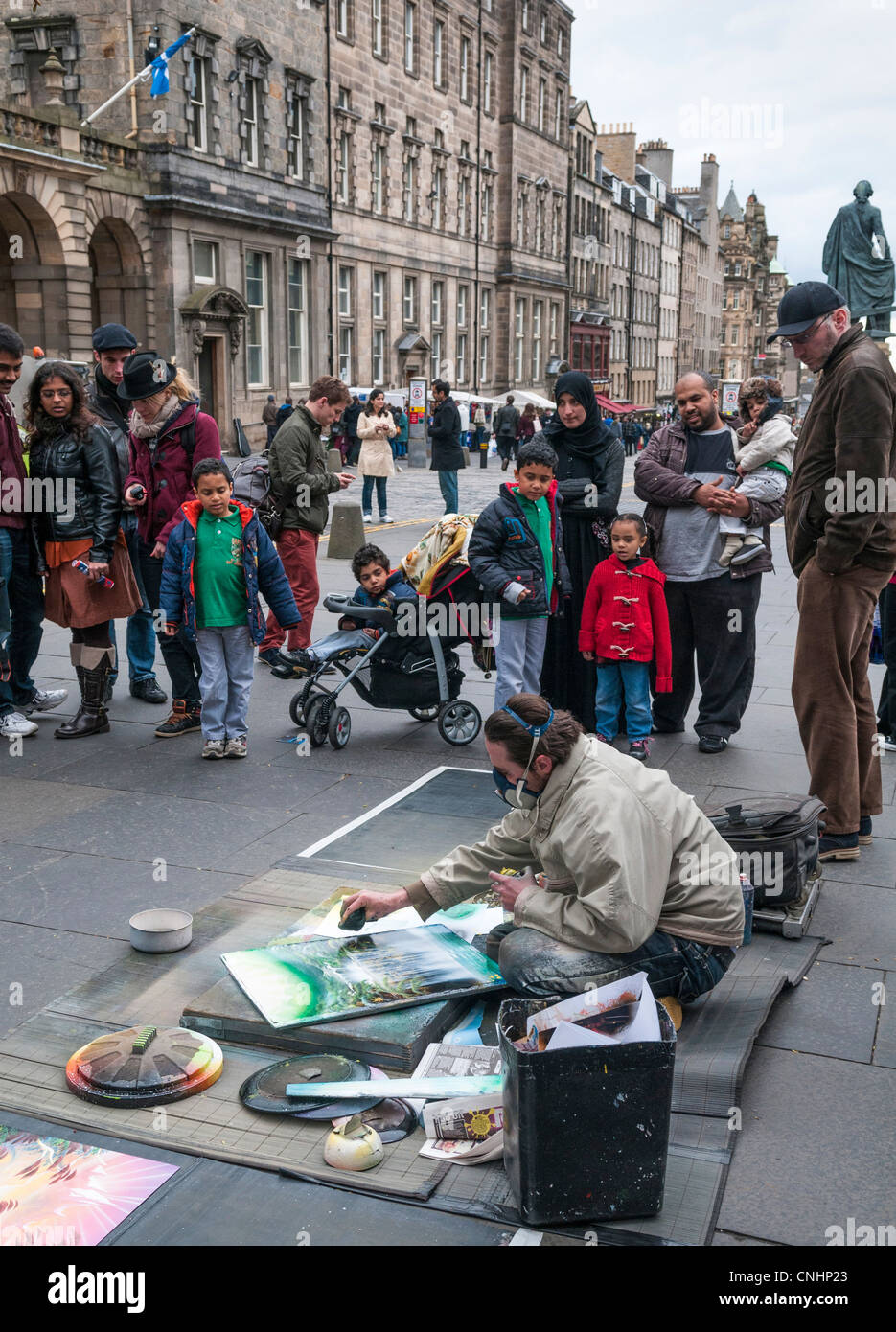 Pflaster-Künstler auf der Royal Mile, Edinburgh Stockfoto